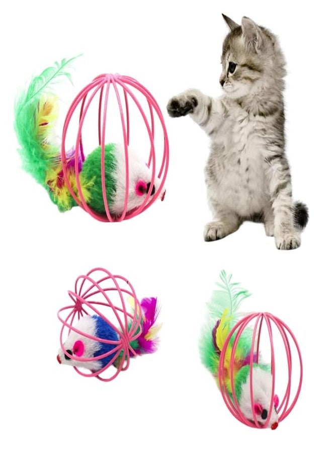 KittuPet مجموعة ألعاب كرات الفئران من KittuPet (قطعتان) - كرات دوارة تفاعلية لطيفة وممتعة على شكل فئران محبوسة للقطط والقطط الصغيرة - Image 1